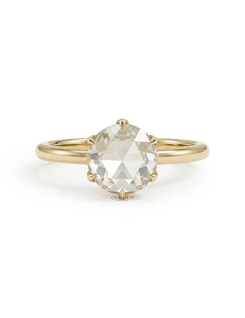 Rose Cut Round Solitaire Engagement Ring