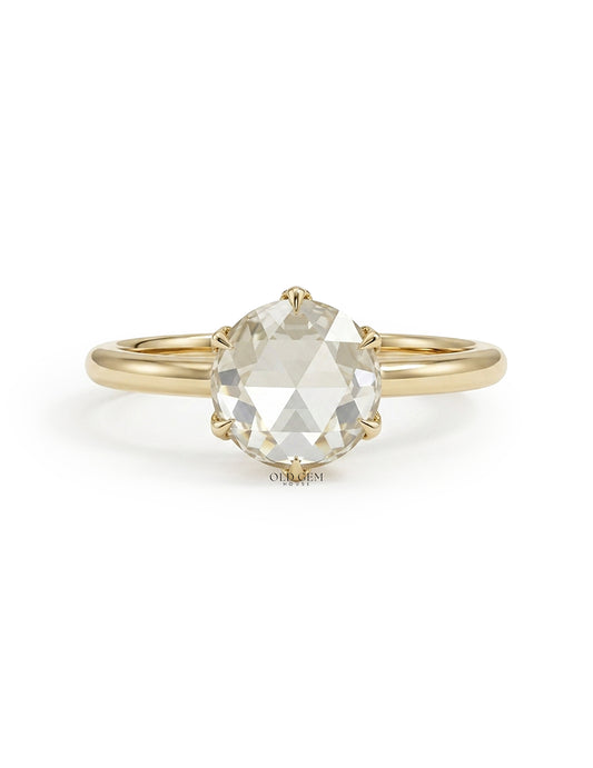 Rose Cut Round Solitaire Engagement Ring