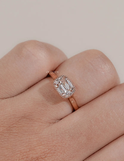 Milgrain Set Solitaire Old Mine Cushion Ring