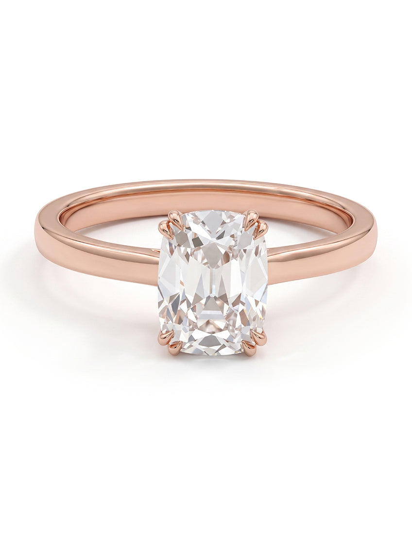 Retro Old Mine Cut Cushion Lab Grown Diamond Ring Engagement Ring