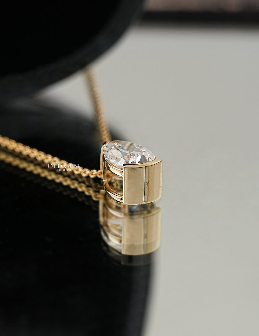 Old Mine Pear Solitaire Pendant