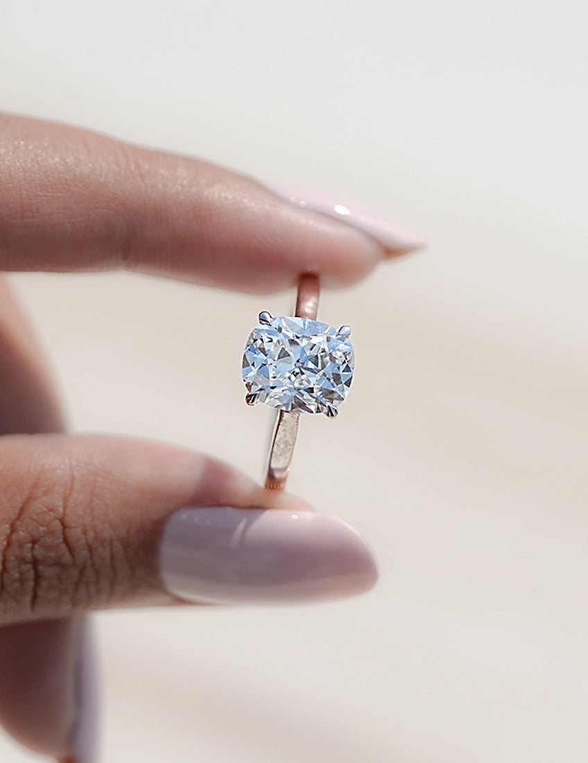 Old Mine Cushion Cut Solitaire Ring