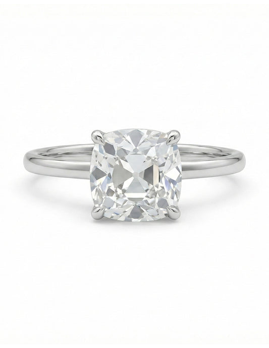 Mid Century Old Mine Square Cushion Cut Engagement Ring Engagement Ring