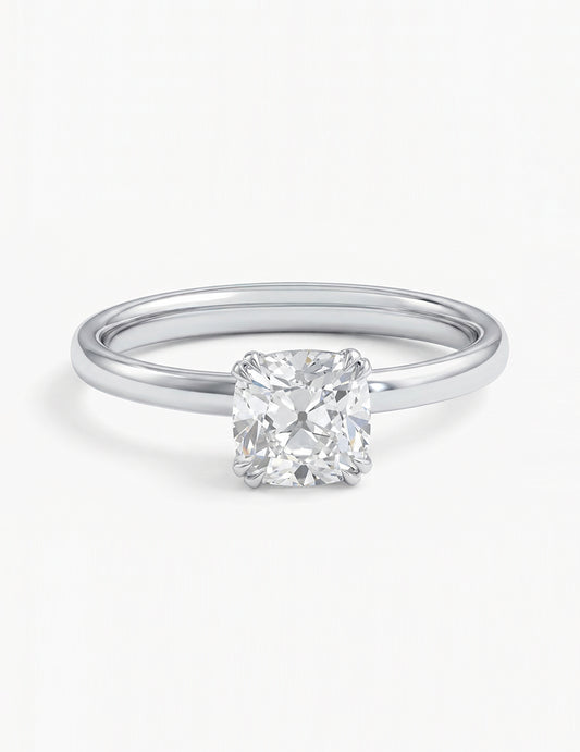 Old Mine Square Cushion Lab Diamond Solitaire Ring Engagement Ring