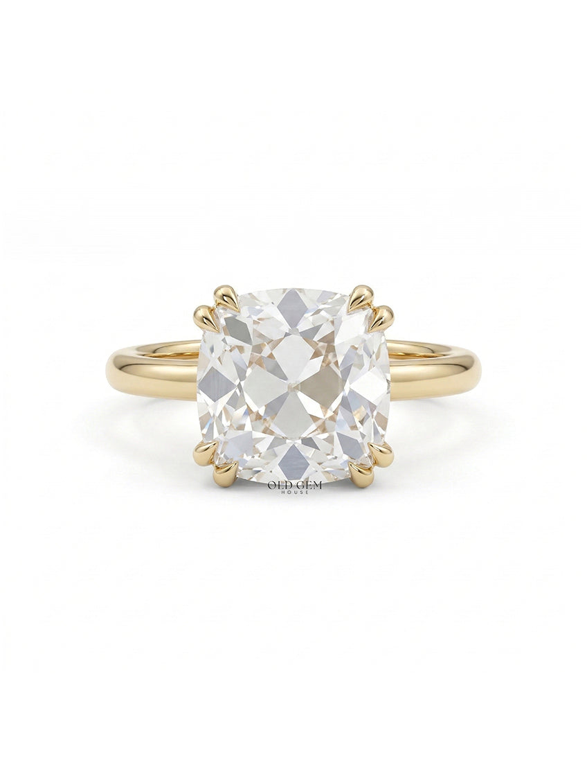 Georgian Old Mine Cut Hidden Halo Diamond Ring Engagement Ring