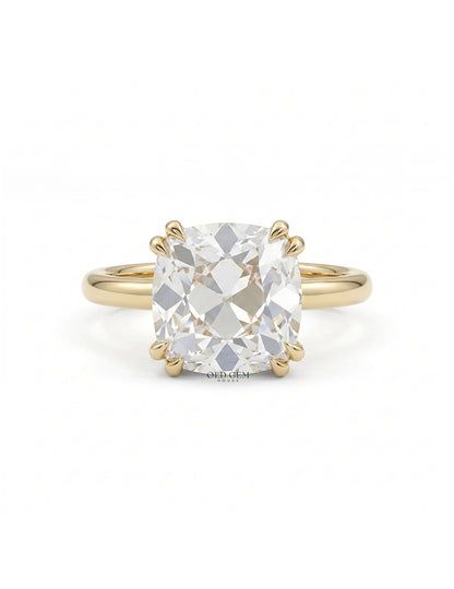 Georgian Old Mine Cut Hidden Halo Diamond Ring Engagement Ring