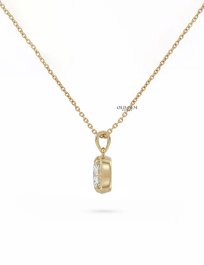 Square Old Mine Cushion Lab Diamond Solitaire Pendant Necklaces