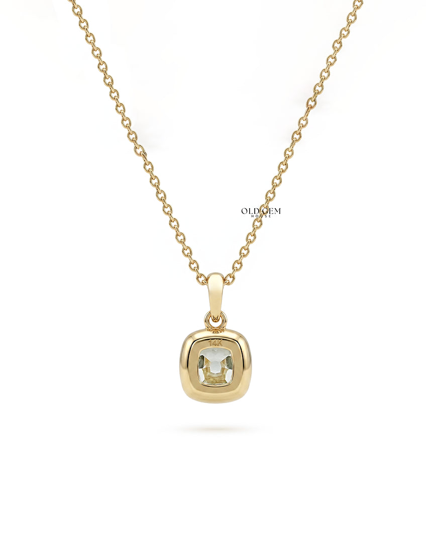 Square Old Mine Cushion Lab Diamond Solitaire Pendant Necklaces