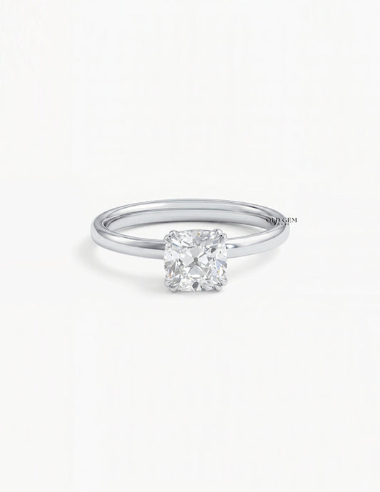 Old Mine Square Cushion Lab Diamond Solitaire Ring Engagement Ring