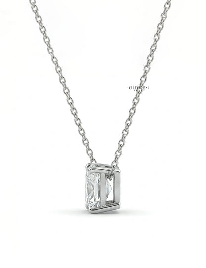 Square Old Mine Cushion Lab Solitaire Pendant Necklaces