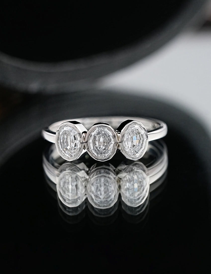 Step Cut Oval Trilogy Ring