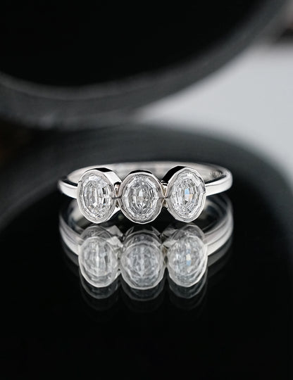 Step Cut Oval Trilogy Ring