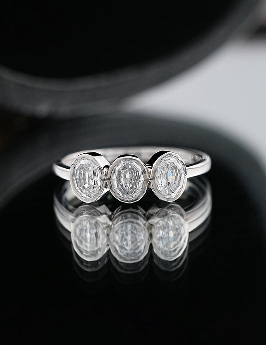 Step Cut Oval Trilogy Ring