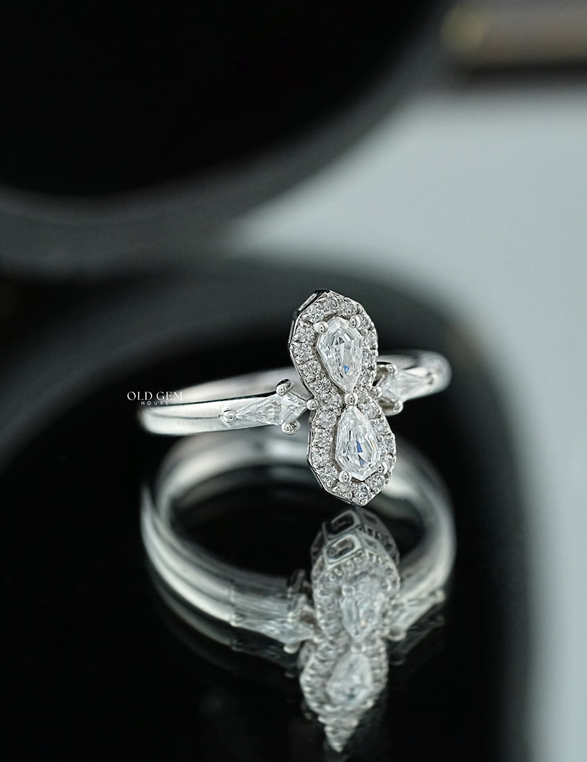 Step Cut Pear Lab Diamond Halo Ring