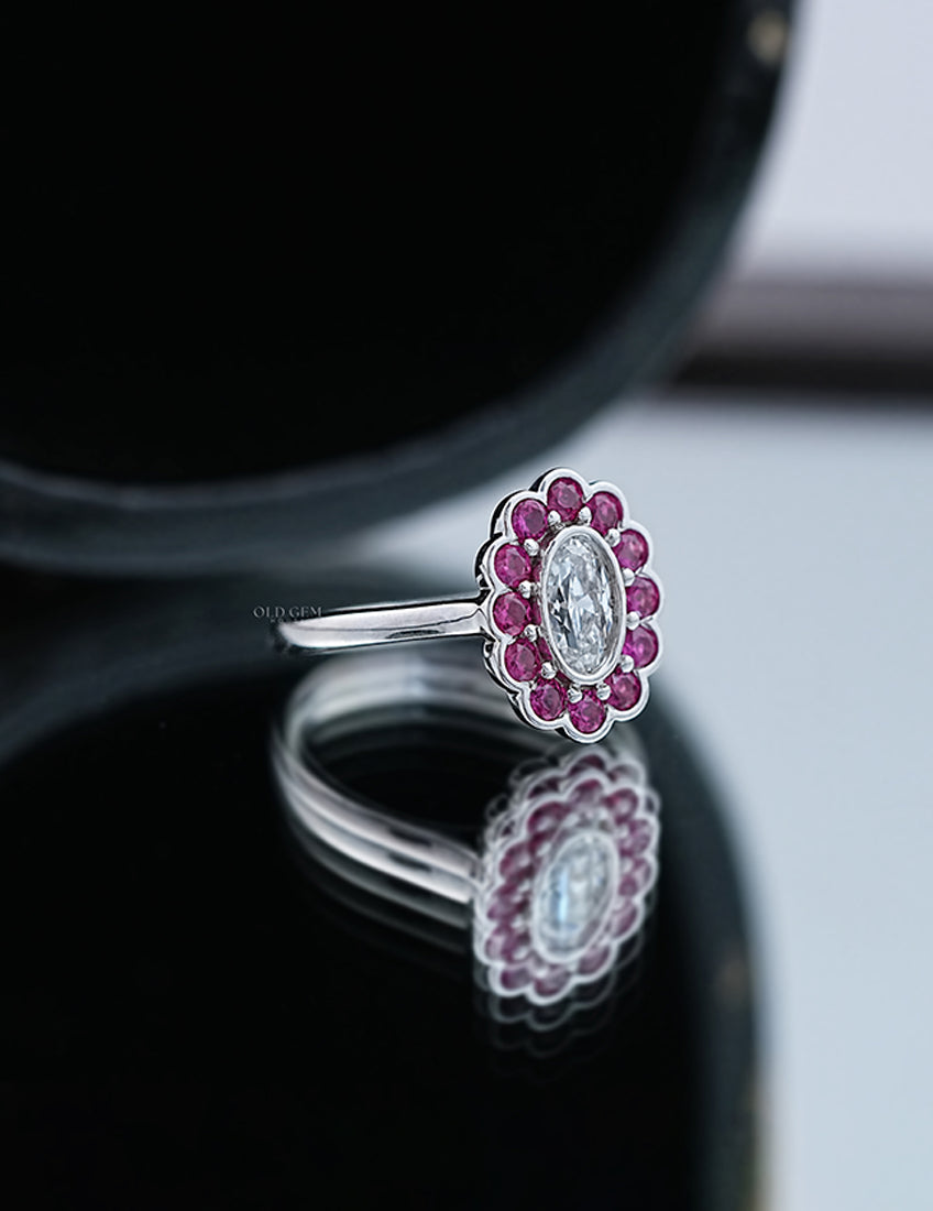 Old Mine Oval Halo Ring