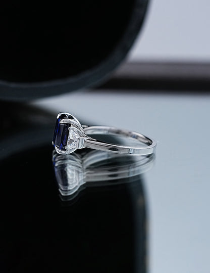 Cushion Gemstone ring with Trapezoid