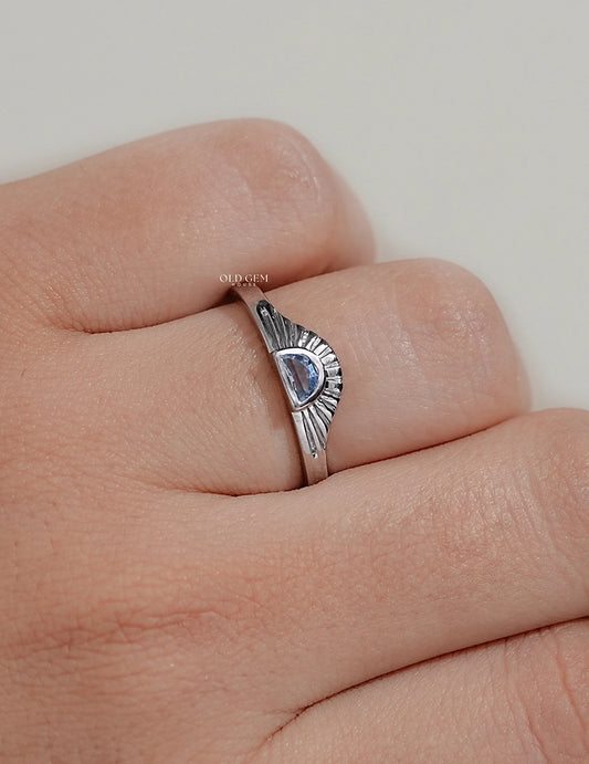 Half Moon Cut Sunrise Ring