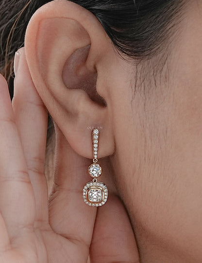 Old Cut Diamond Dangle Drop Earrings