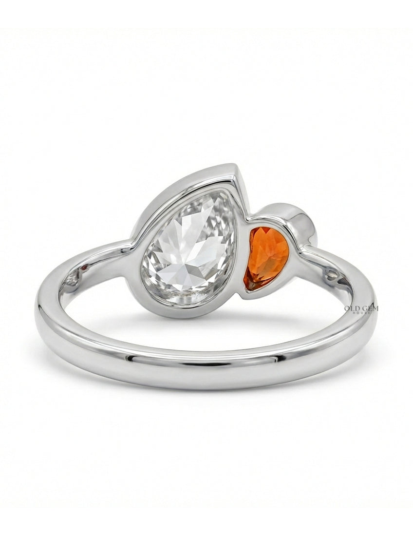 Pear Cut Lab Ruby Gemstone Toi Et Moi Ring Engagement Ring