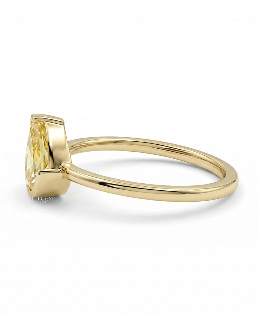 Art Deco Yellow Pear Gemstone Toi Et Moi Ring Engagement Ring