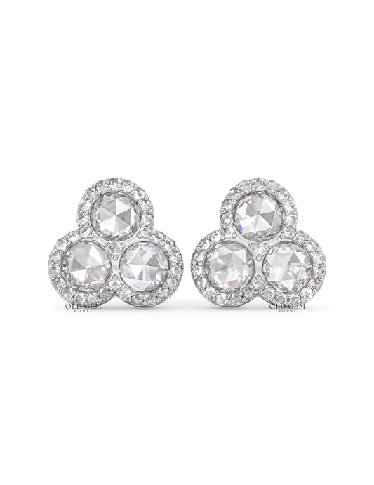 Trio Rose Cut Lab Diamond Earrings
