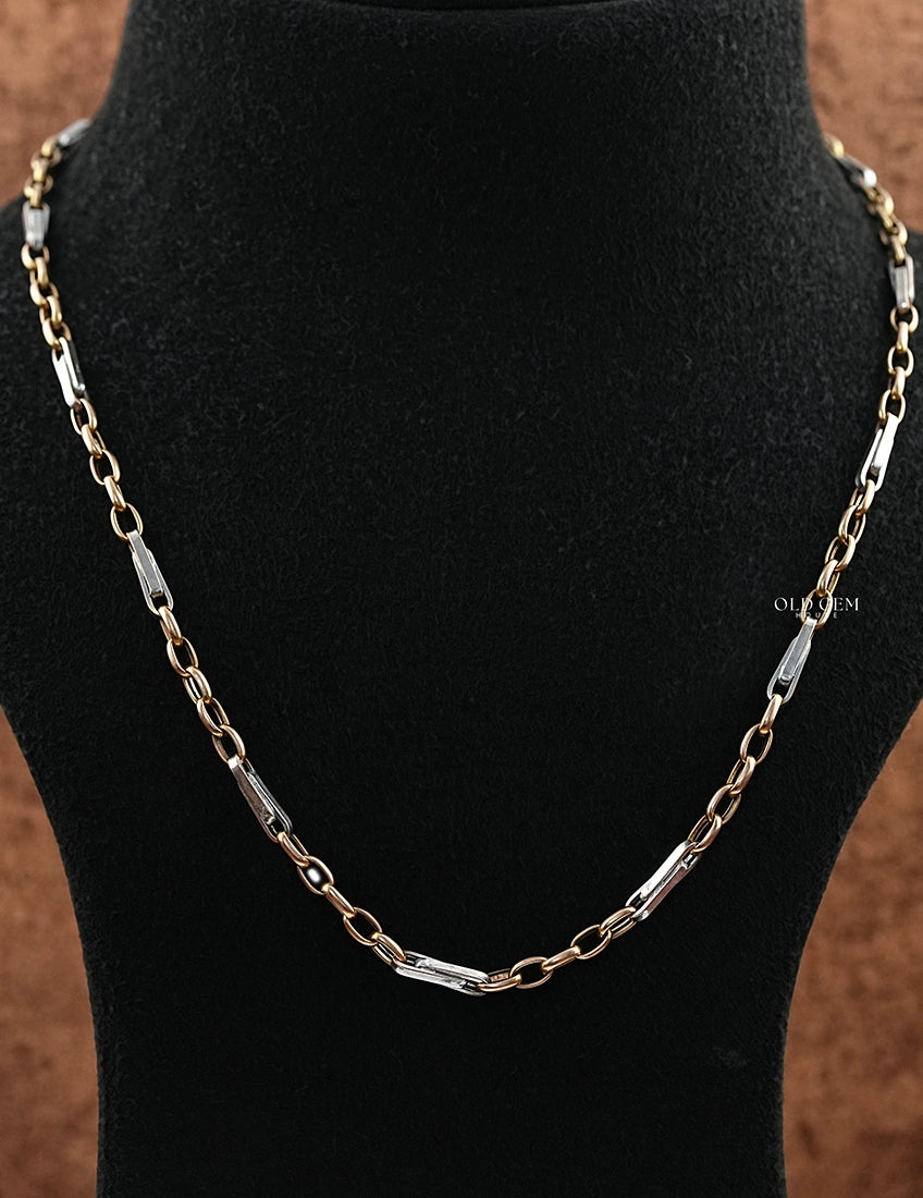 Dual Tone Gold Paper Clip Chain For Men