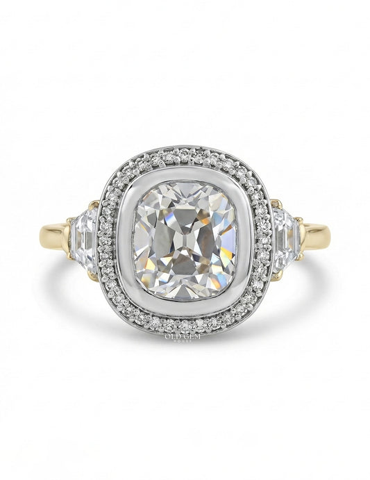 Vintage Allure Cushion Halo Ring Engagement Ring
