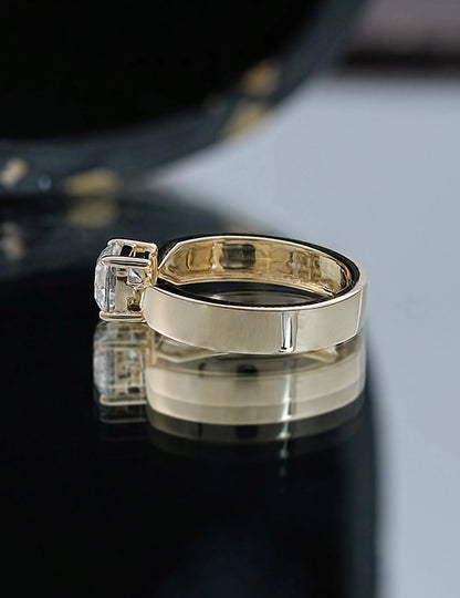 1 CT Vintage Allure Cushion Solo Diamond Ring For Him Men's Jewelry