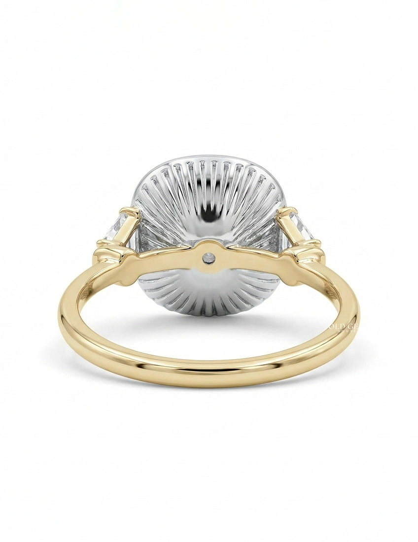 Cushion Cut Lab Diamond Halo Ring Georgian Era Engagement Ring