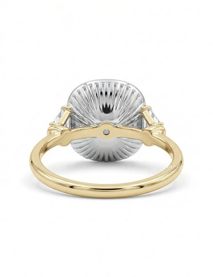 Cushion Cut Lab Diamond Halo Ring Georgian Era Engagement Ring