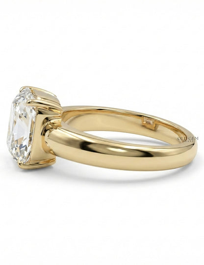 Georgian Old Mine Cushion Thick Band Ring Engagement Ring