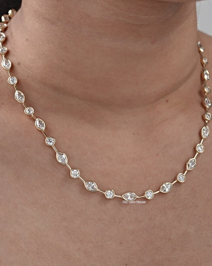 Old Mine Marquise Lab Diamond Necklace