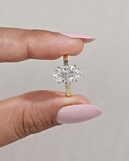 Old Mine Moval Cut Lab Diamond Hidden Halo Ring