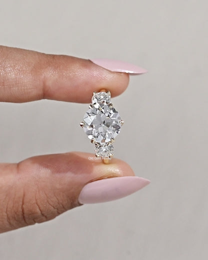 Old European Round Lab Diamond Three Stone Ring