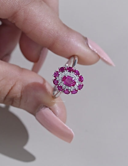 Oval Cut Lab Diamond Halo Engagement Ring