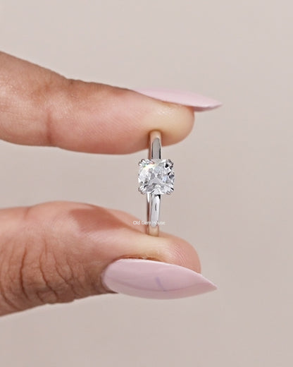Old Mine Square Cushion Lab Diamond Solitaire Ring
