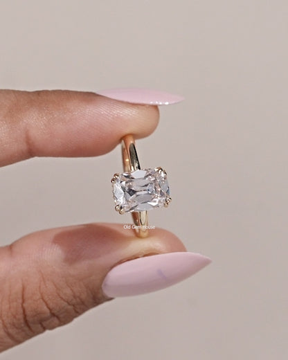 Old Mine Cushion Cut Lab Grown Diamond Hidden Halo Solitaire Ring