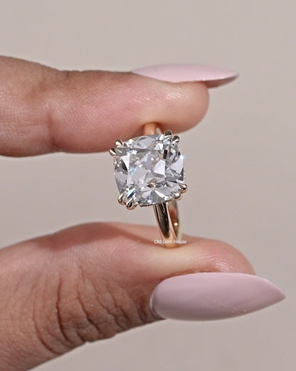 Hidden Halo Square Cushion Solitaire Engagement Ring