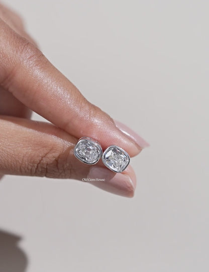 Elongated Old Mine Cut Bezel Stud